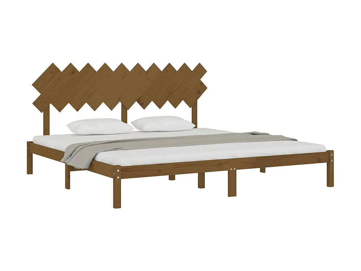 Lit-200x200 cm Marron miel Bois massif EGGB54069