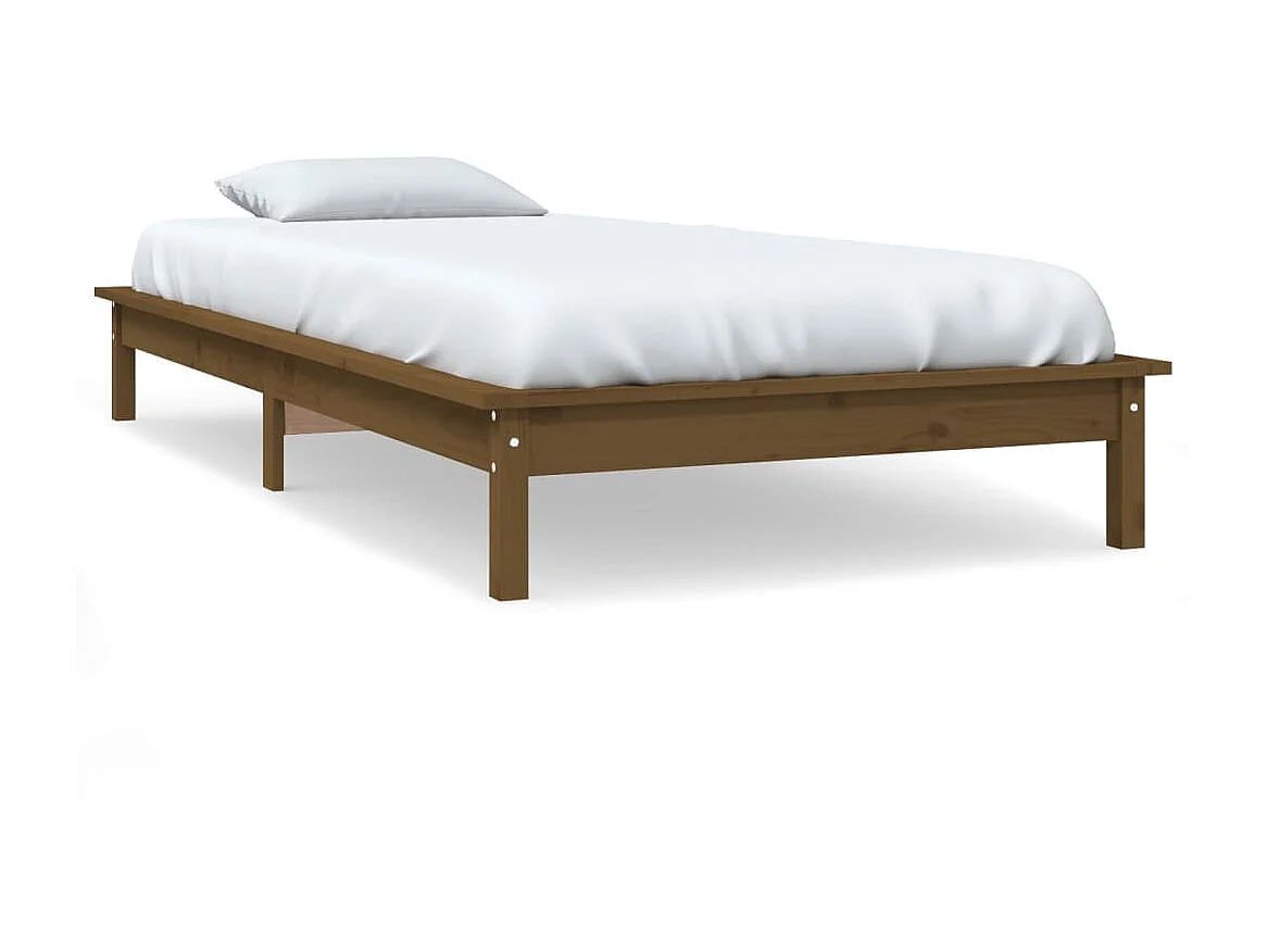 Lit-90x200 cm Marron miel Bois de pin massif EGGB57978