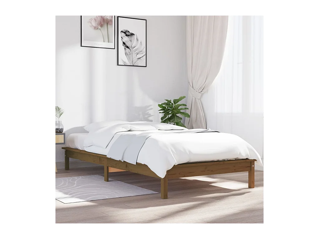Lit-90x200 cm Marron miel Bois de pin massif EGGB57978