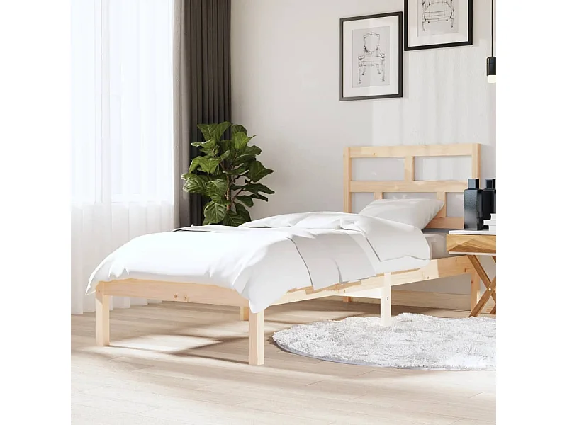 Cama 75x190 cm individual pequeña madera maciza ES17470