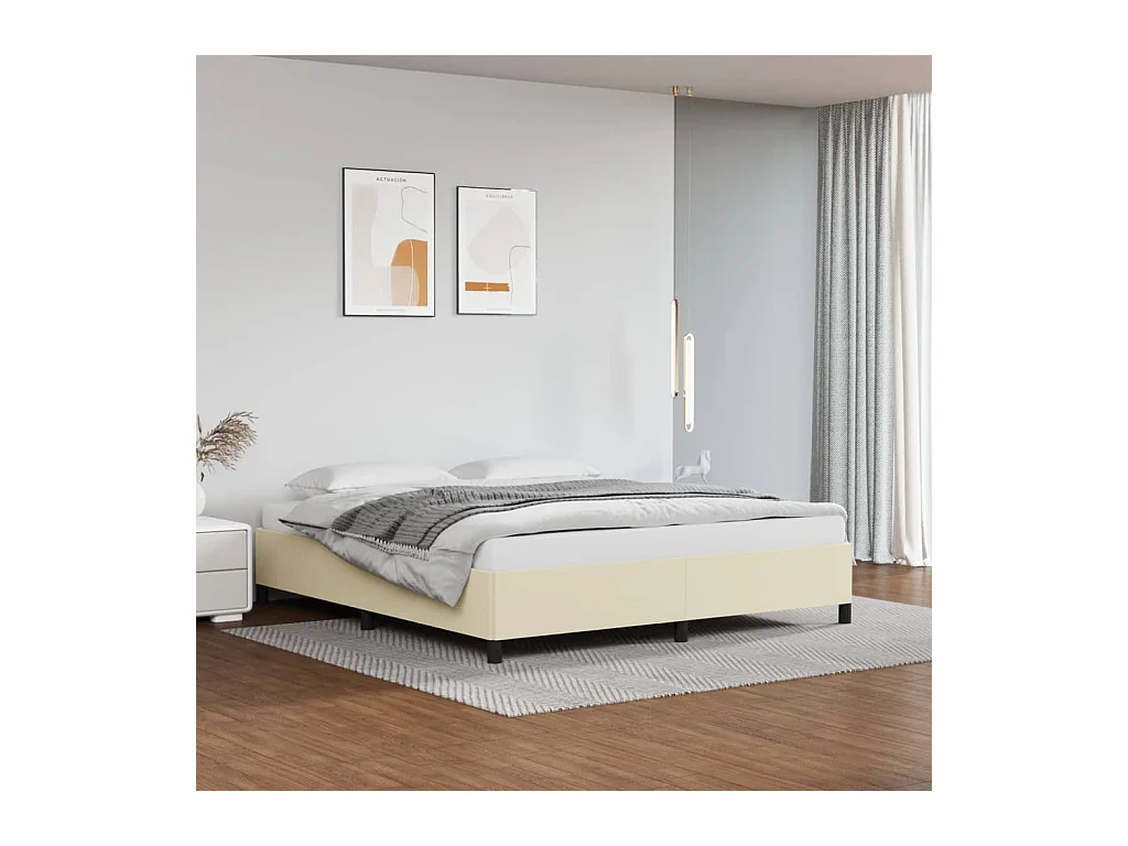 Cama 180x200 cm de cuero sintético crema ES80621