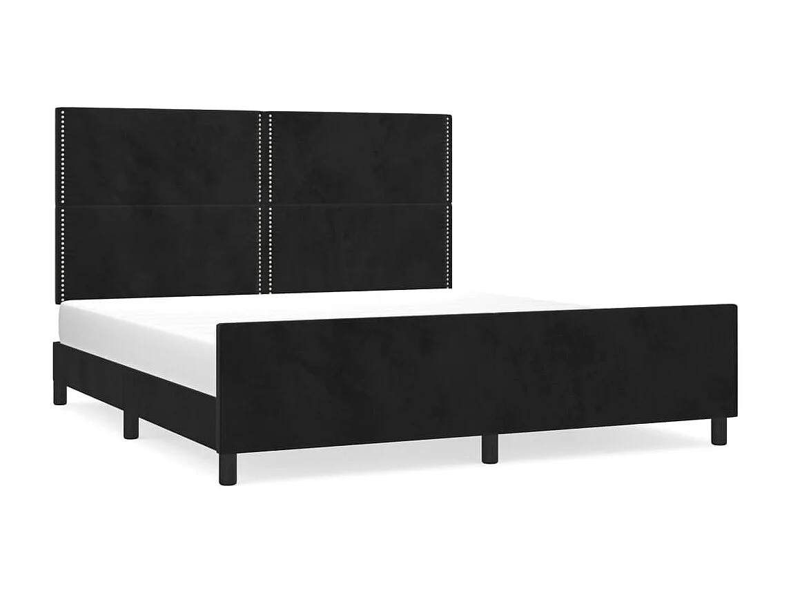 Lit-180x200 cm avec tête de lit Noir Velours EGGB84534