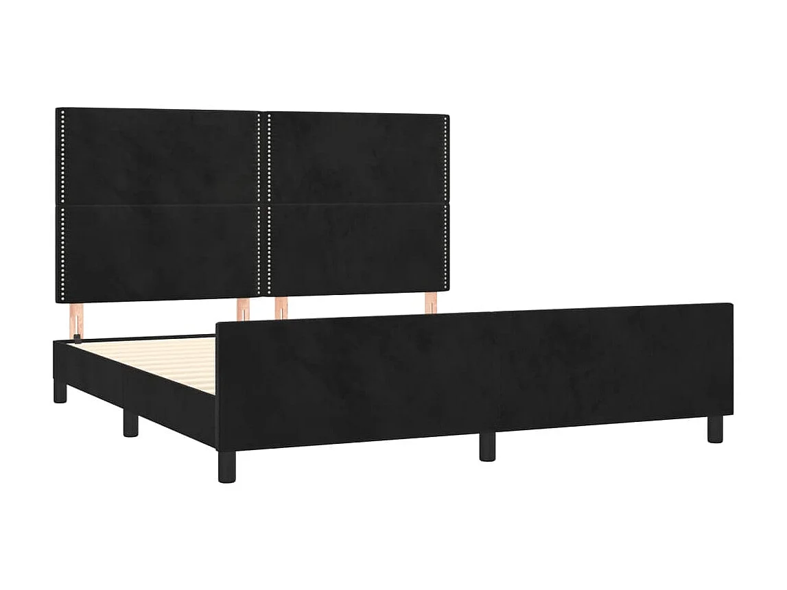 Lit-180x200 cm avec tête de lit Noir Velours EGGB84534