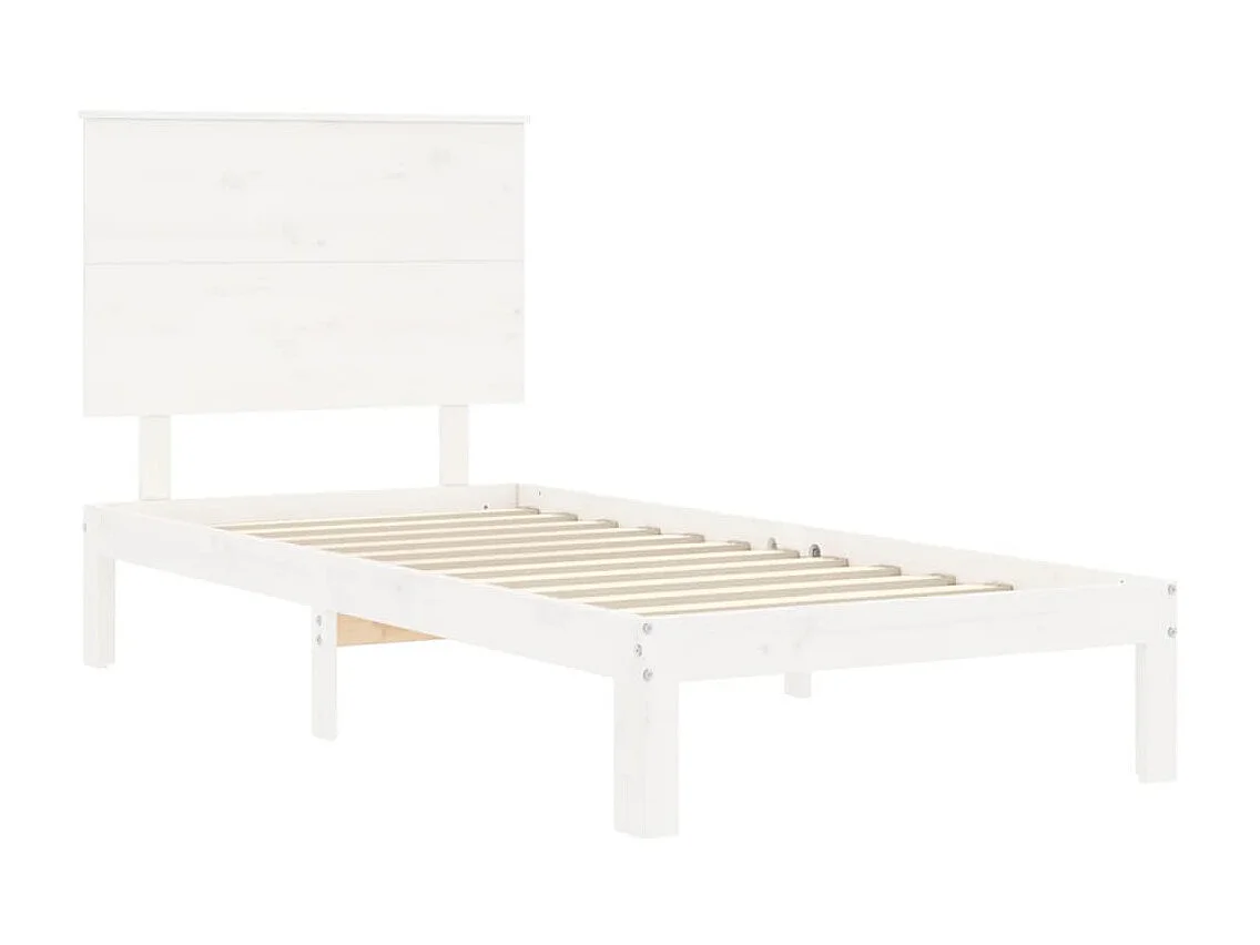 Lit-90x190 cm avec tête de lit blanc simple bois massif EGGB58216