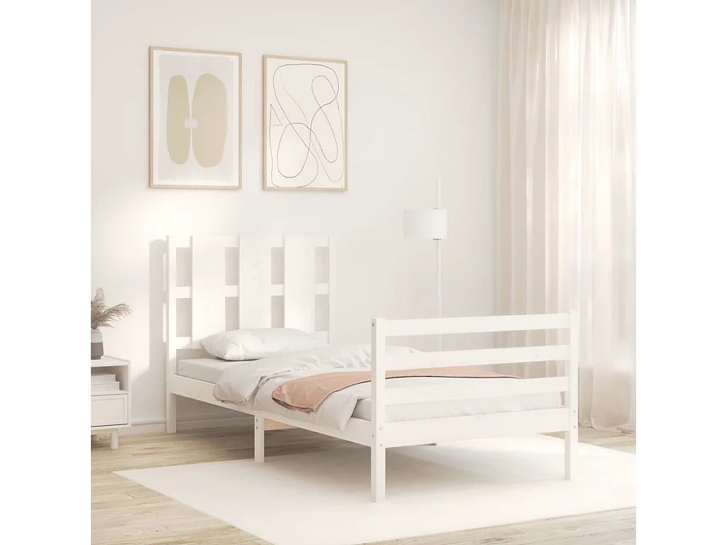 Cama com cabeceira 90x200 cm madeira maciça PT906582