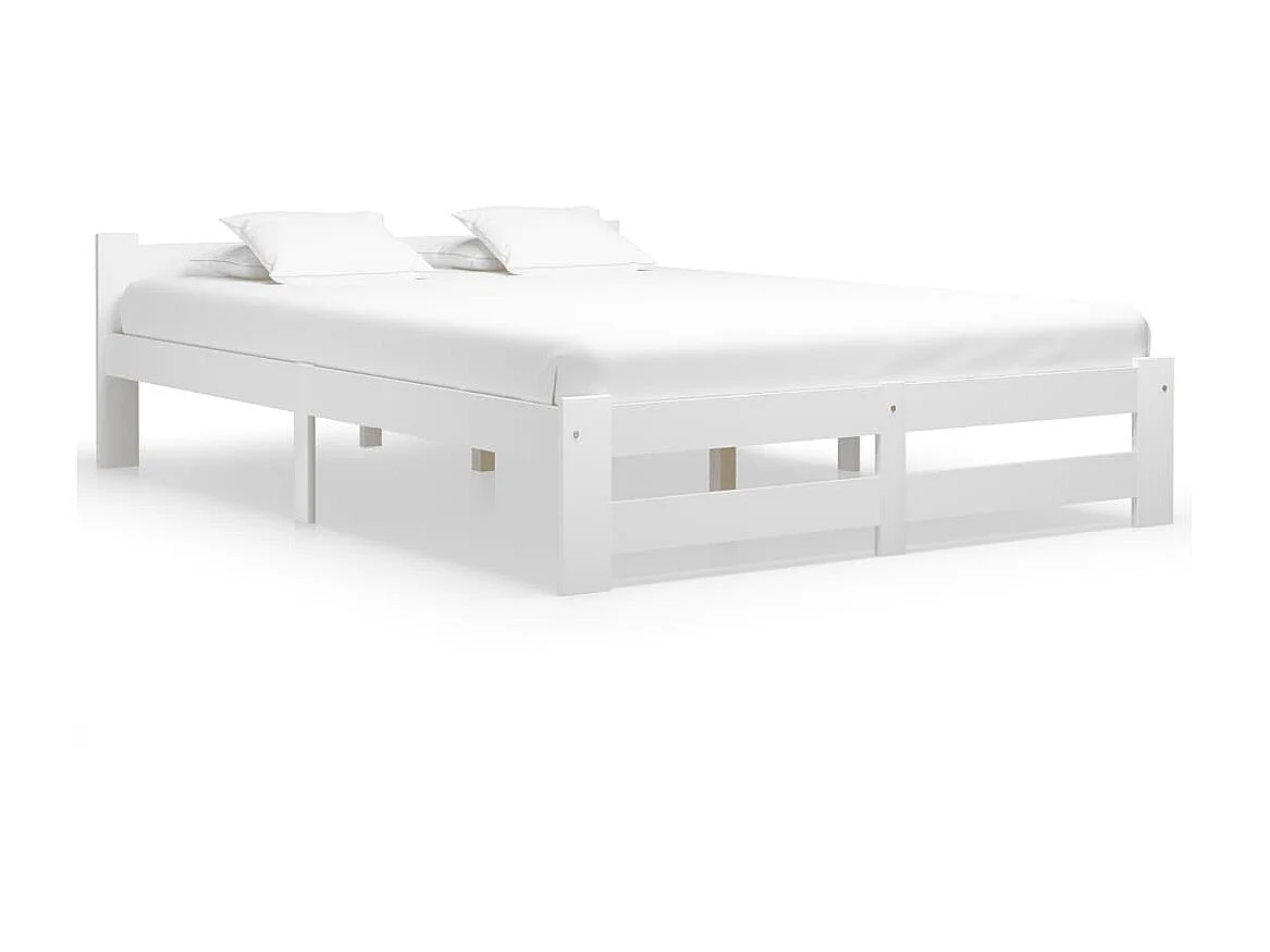 Cama 140x200 cm pinho maciço branco PT227083