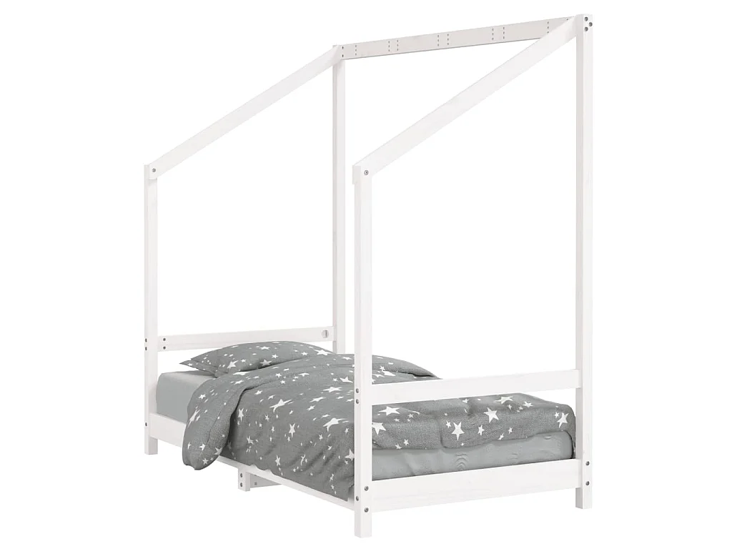 Lit-80x160 cm pour enfant blanc bois de pin massif EGGB91362
