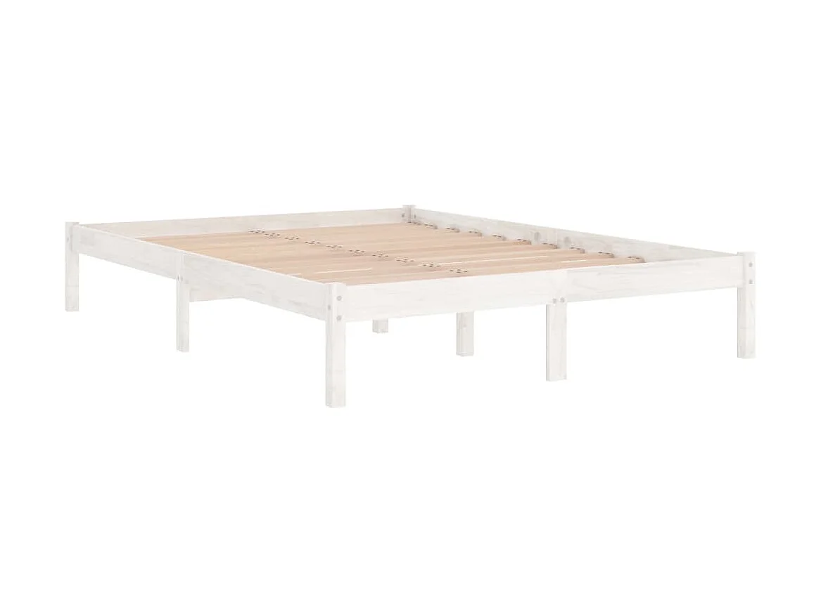 Cama pequena casal 120x190 cm pinho maciço branco PT566151