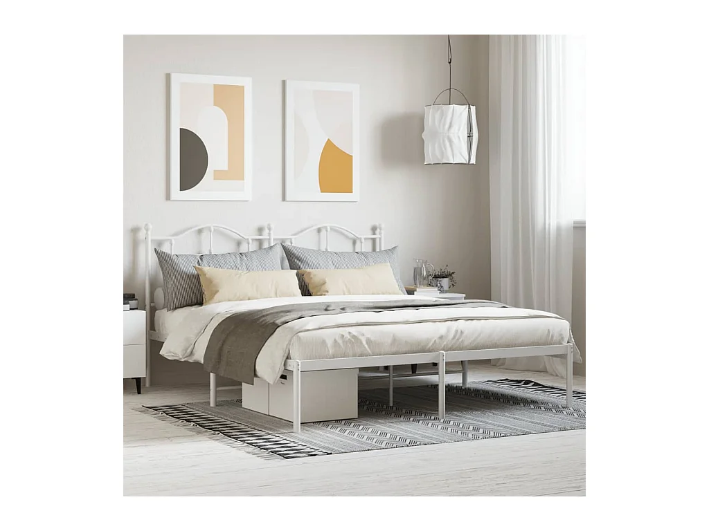 Lit-160x200 cm métal avec tête de lit blanc EGGB54937