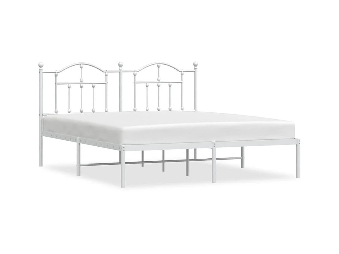 Lit-160x200 cm métal avec tête de lit blanc EGGB54937
