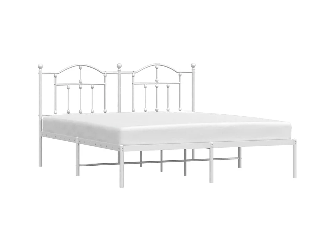 Lit-160x200 cm métal avec tête de lit blanc EGGB54937