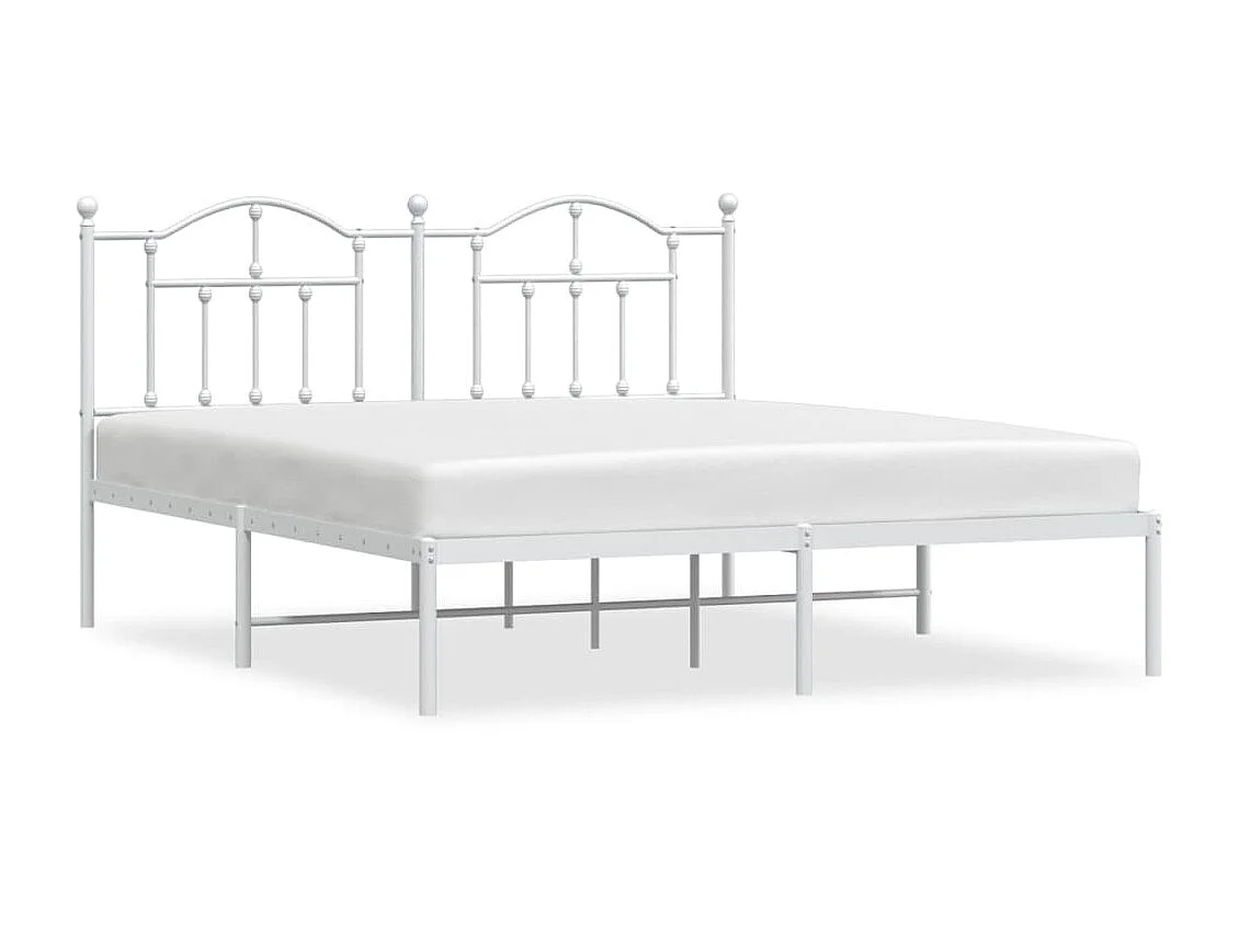 Bedframe met hoofdbord metaal wit 160x200 cm NL65334