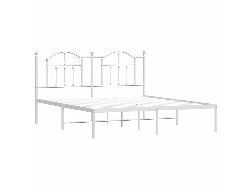 Bedframe met hoofdbord metaal wit 160x200 cm NL65334