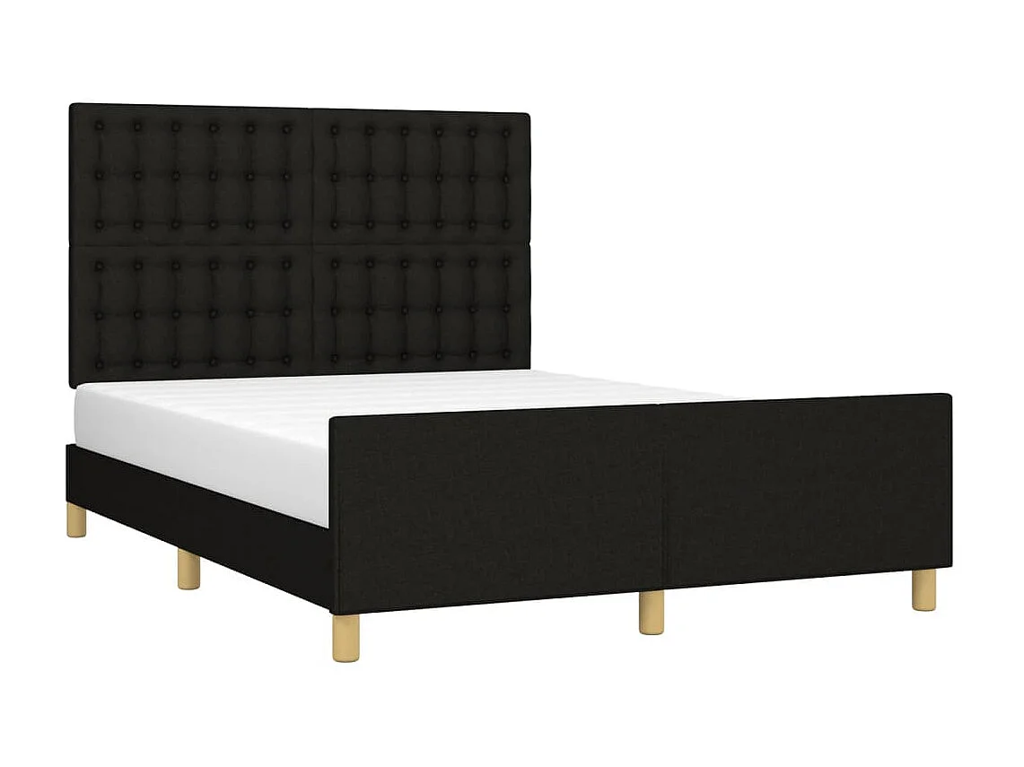 Cama 140x190 cm con cabecero de tela negro ES31565