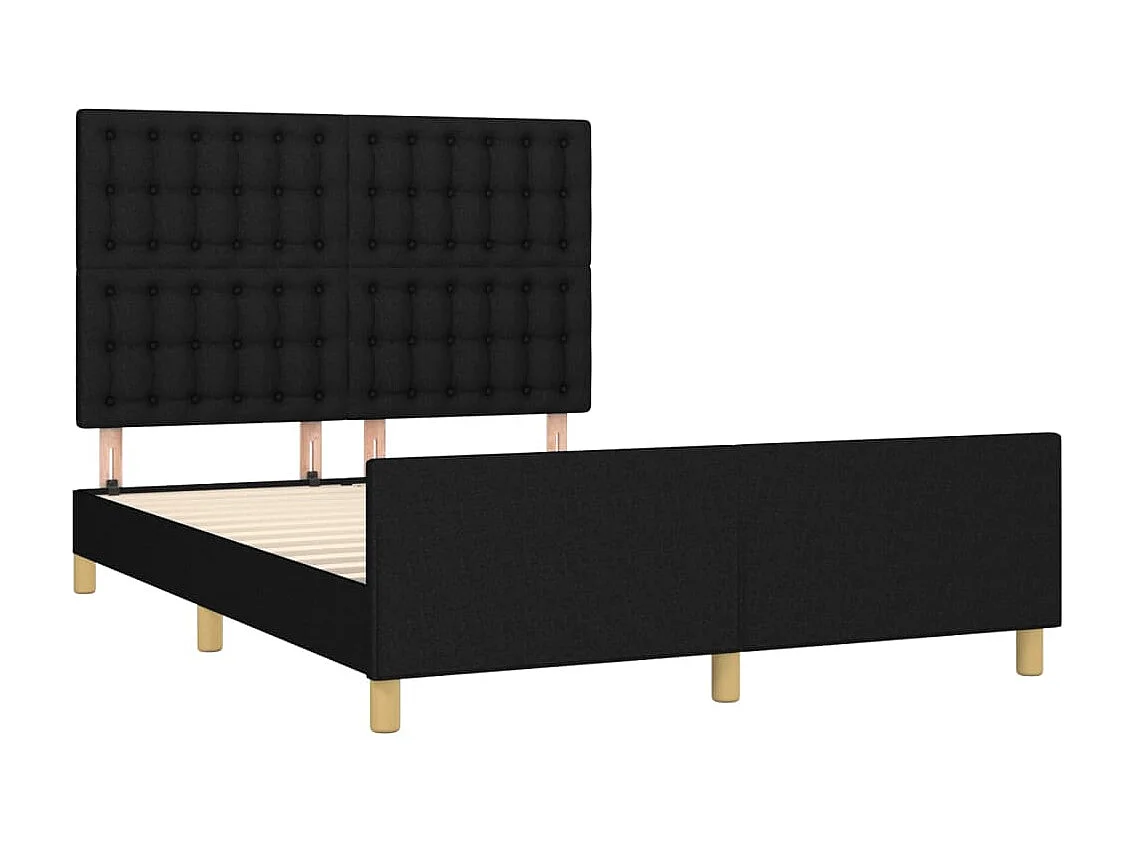 Cama 140x190 cm con cabecero de tela negro ES31565