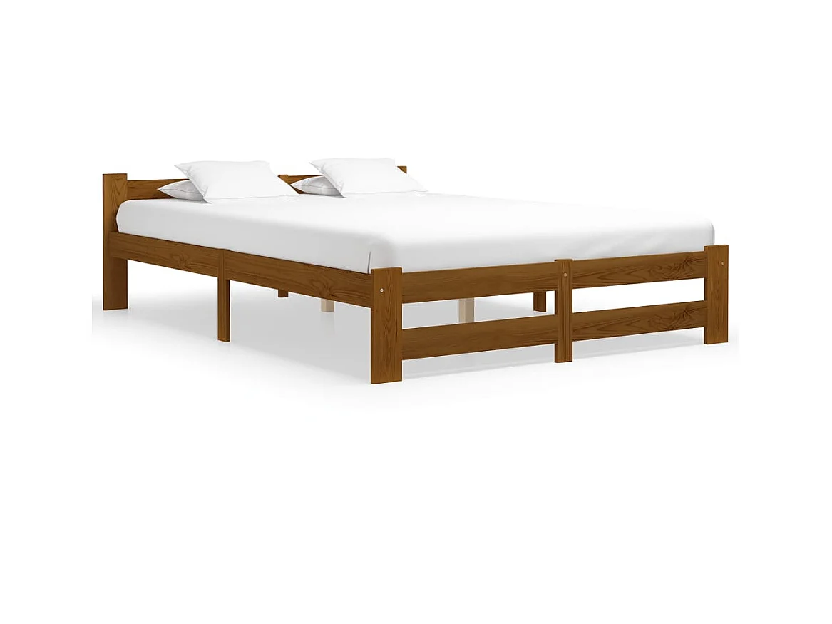 Lit-140x200 cm Marron miel Bois de pin massif EGGB97789