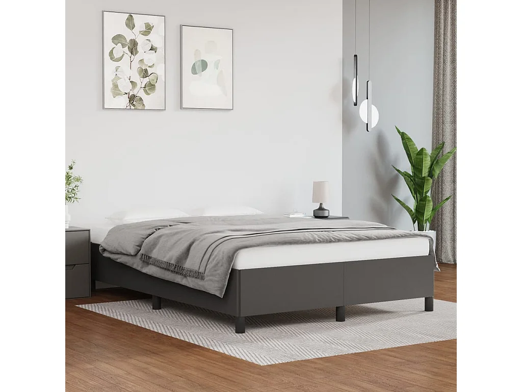 Lit-140x200 cm Gris Similicuir EGGB21709
