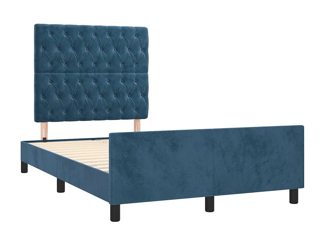 Lit-120x200 cm avec tête de lit Bleu foncé Velours EGGB94232
