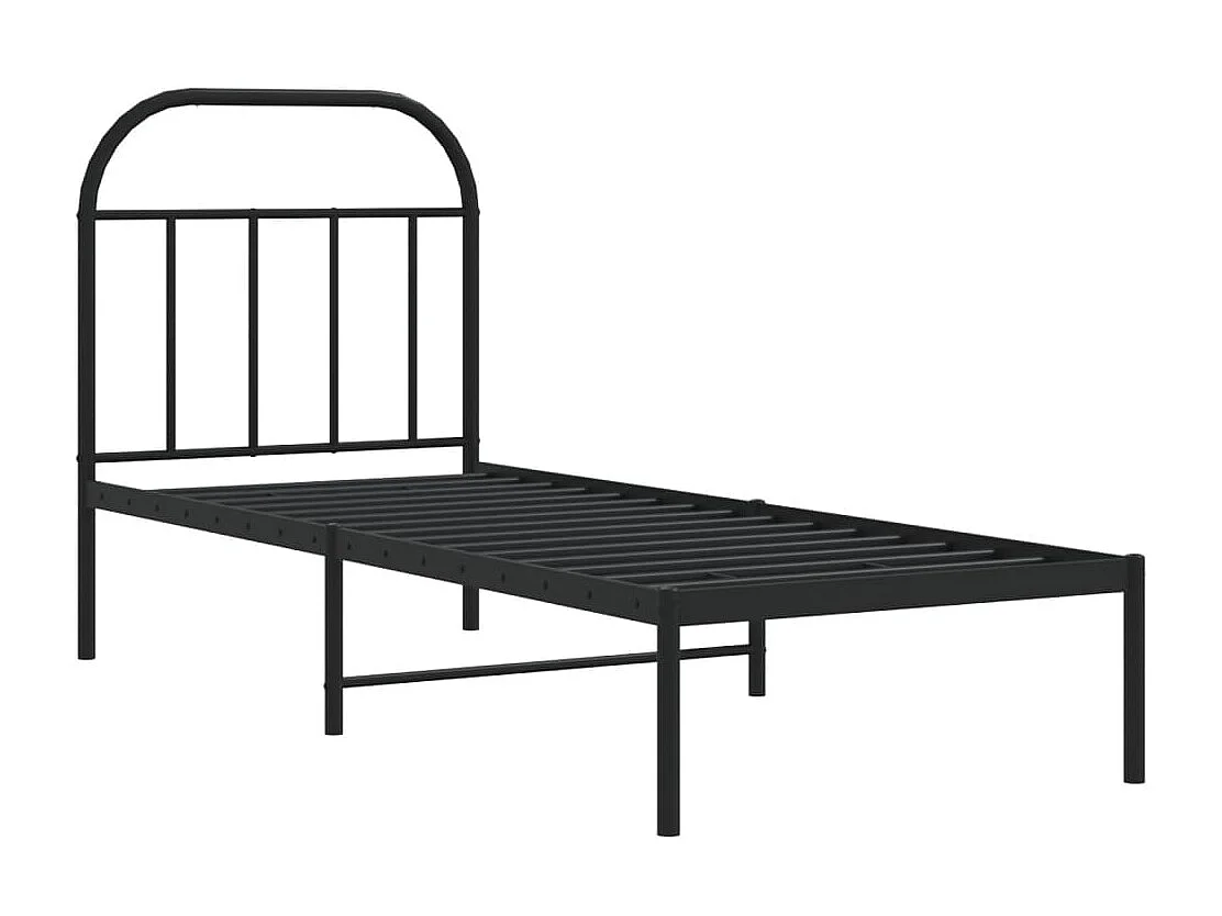 Lit-75x190 cm métal avec tête de lit noir EGGB87770