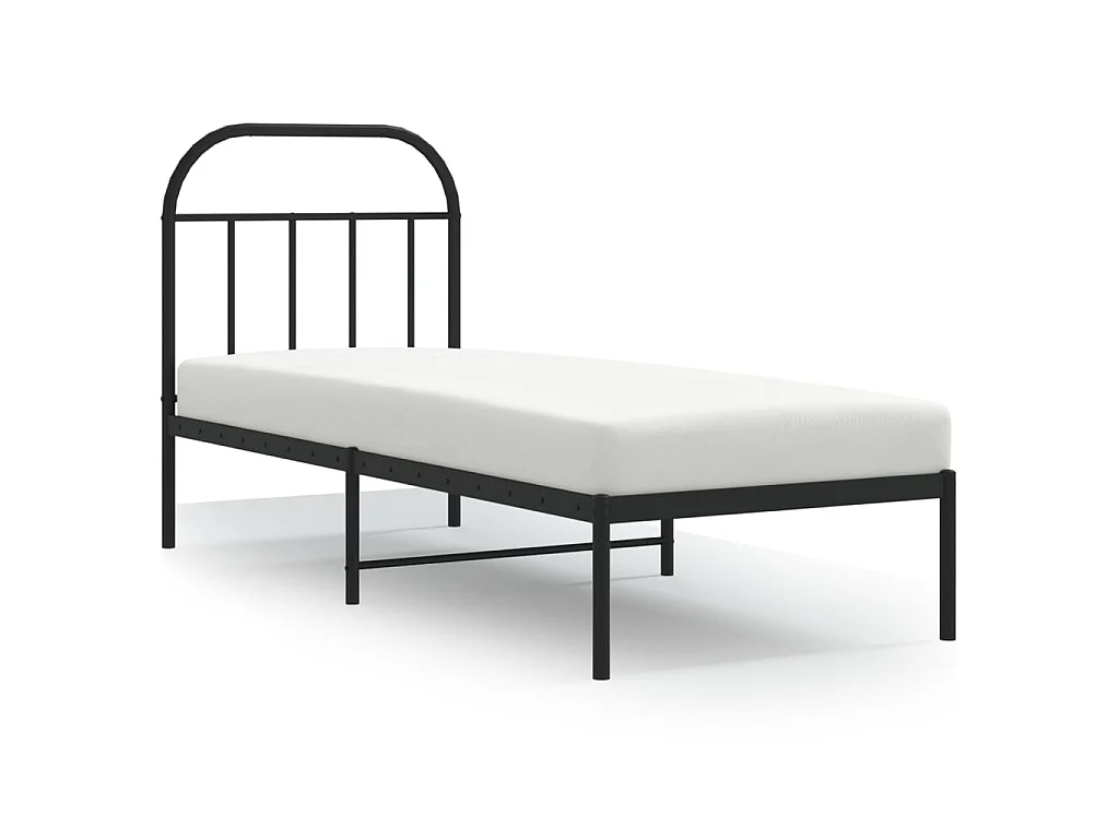 Lit-75x190 cm métal avec tête de lit noir EGGB87770