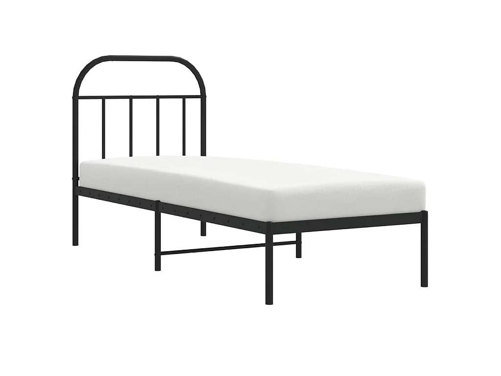Lit-75x190 cm métal avec tête de lit noir EGGB87770