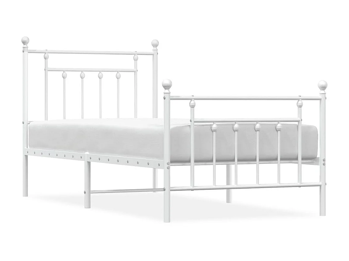 Cama com cabeceira e pés 90x200 cm metal branco PT274935
