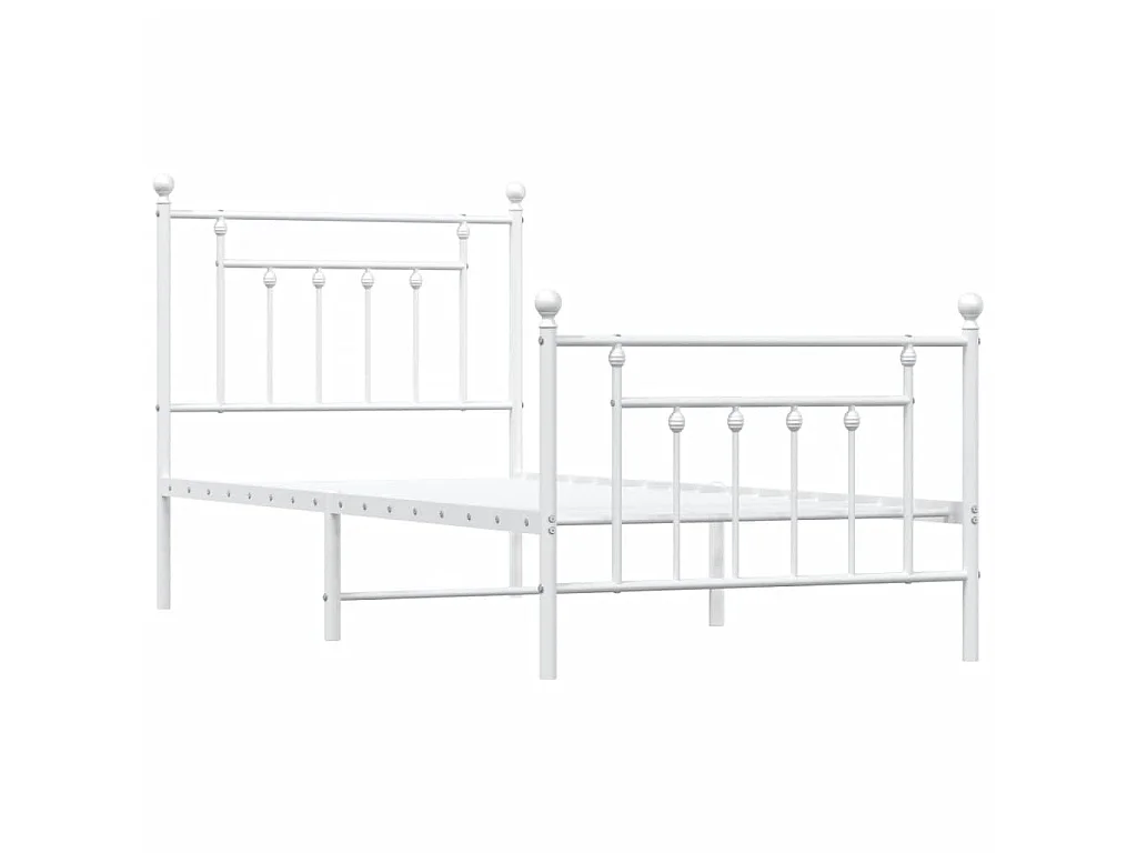 Lit-90x200 cm métal avec tête de lit/pied de lit blanc EGGB74889