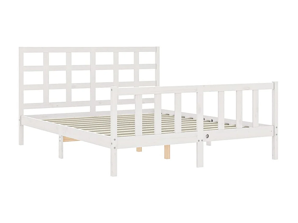 Bedframe met hoofdbord massief hout wit 160x200 cm NL34482