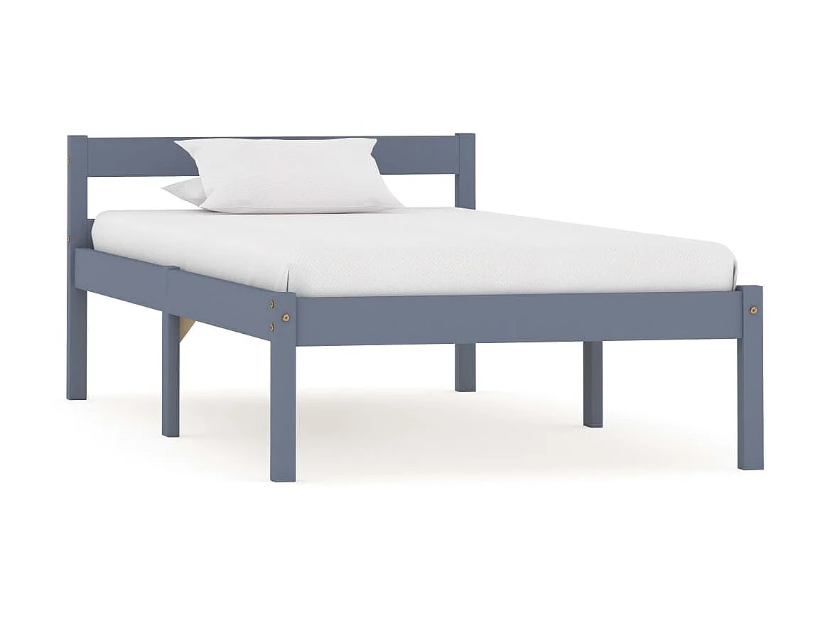 Cama 90x200 cm madeira pinho maciço cinzento PT517497