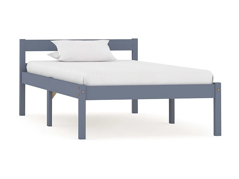 Cama 90x200 cm madeira pinho maciço cinzento PT517497