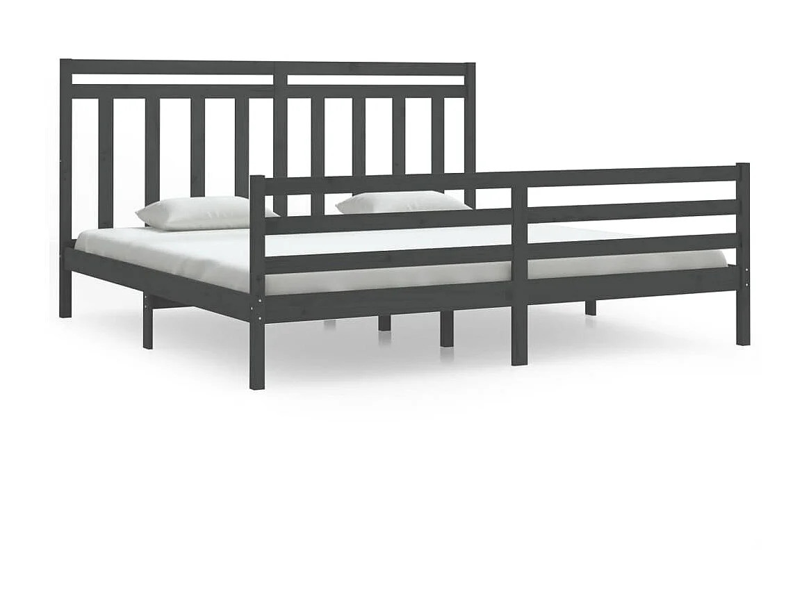 Lit-200x200 cm Gris Bois massif EGGB93901