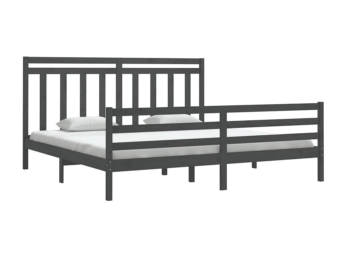 Lit-200x200 cm Gris Bois massif EGGB93901