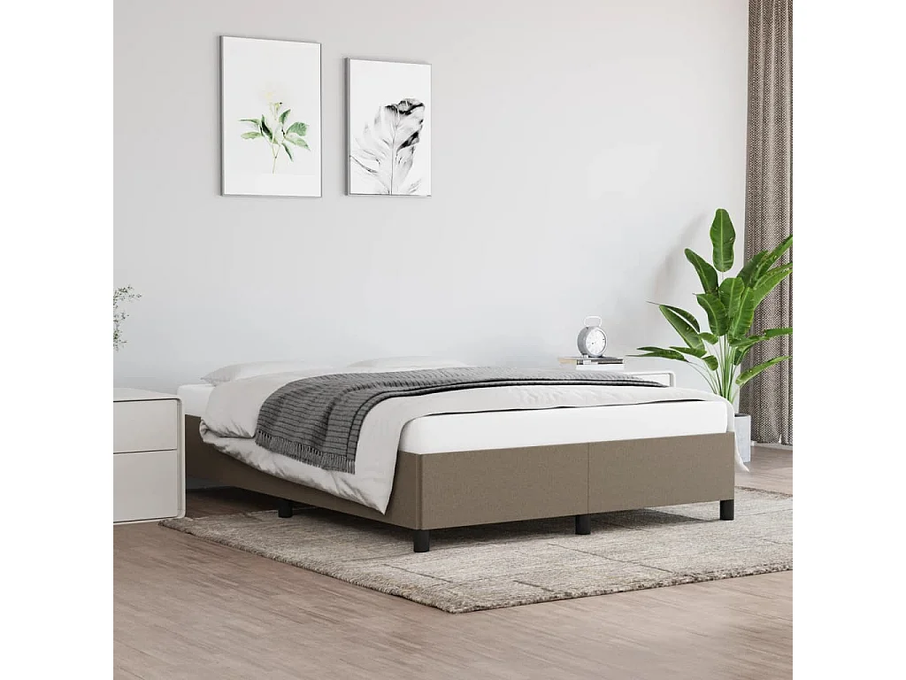 Cama 140x200 cm tecido cinza-acastanhado PT432778