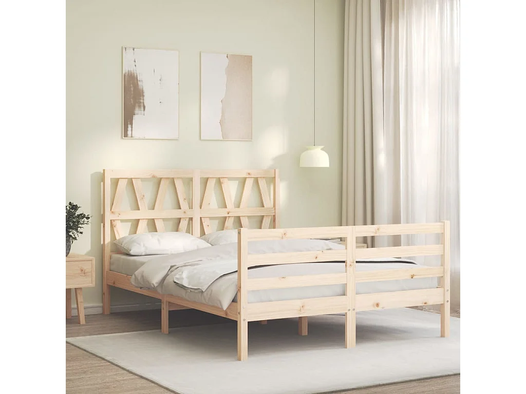 Lit-120x190 cm avec tête de lit petit double bois massif EGGB94947