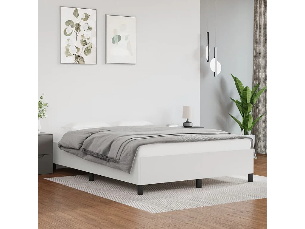 Cama 140x190 cm de cuero sintético blanco ES17193