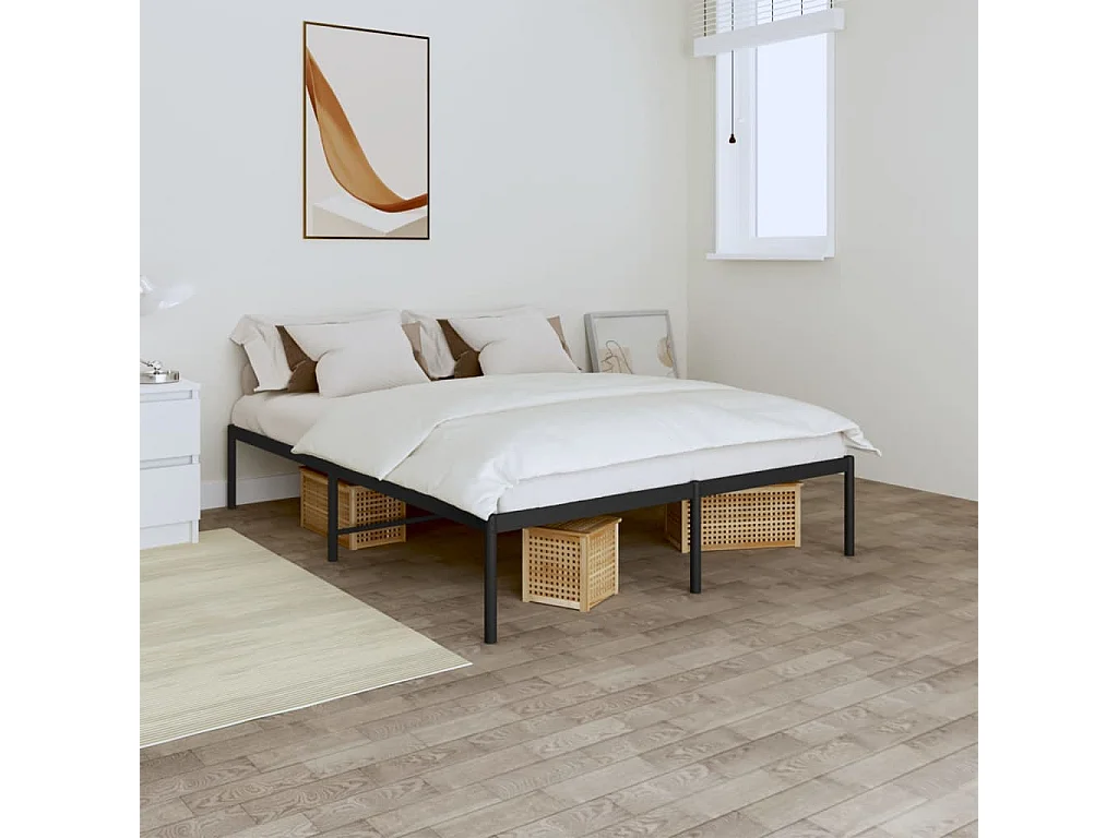 Cama 140x200 cm de metal negro ES66774