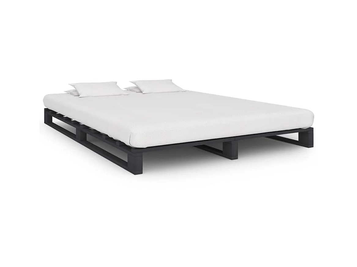 Lit-120x200 cm de palette Gris Bois de pin massif EGGB77818