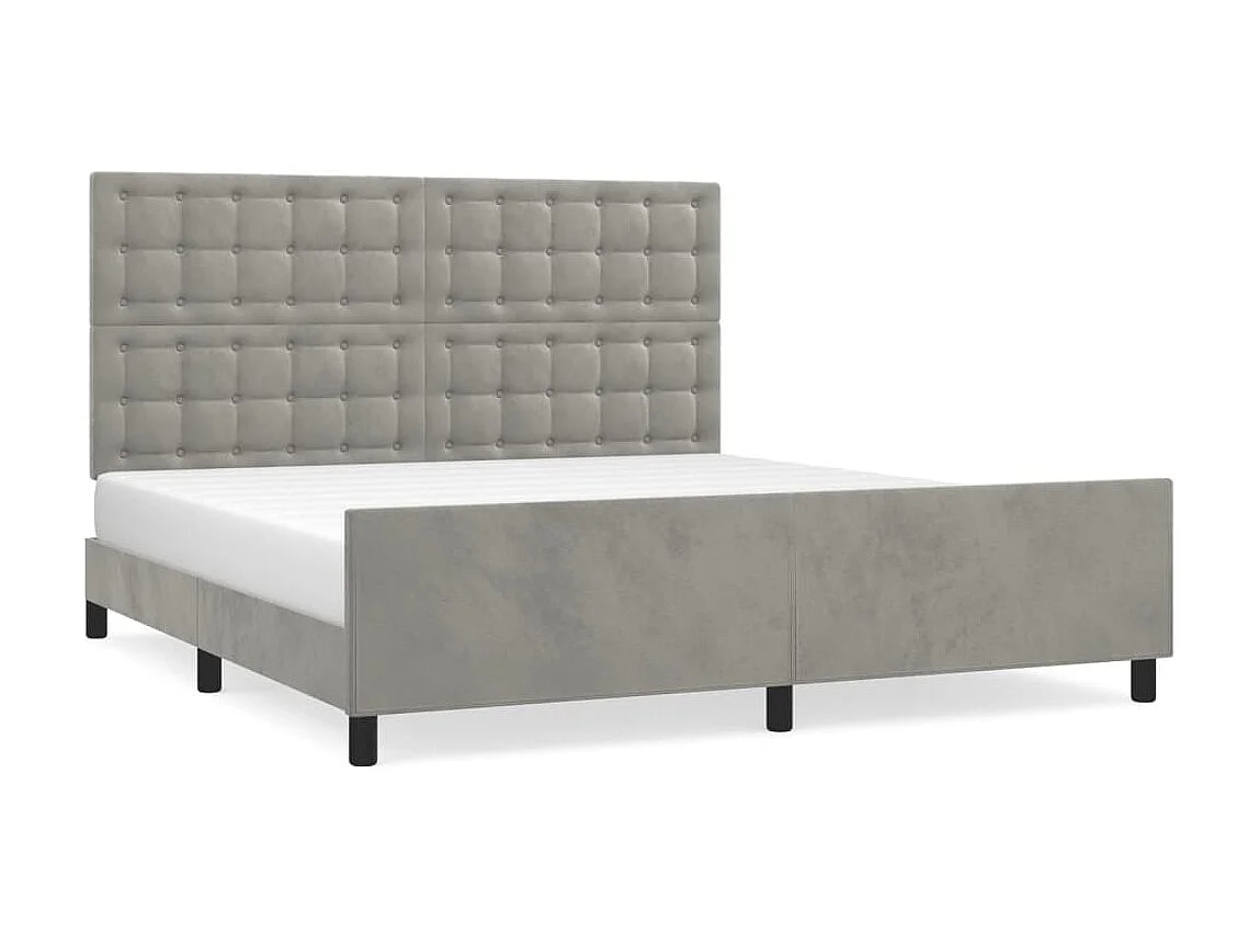 Lit-160x200 cm avec tête de lit Gris clair Velours EGGB63065