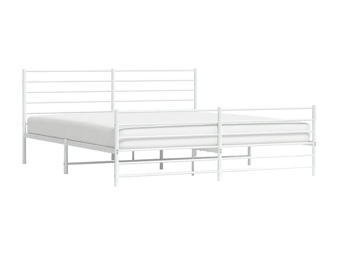 Lit-183x213 cm métal avec tête de lit/pied de lit blanc EGGB65071