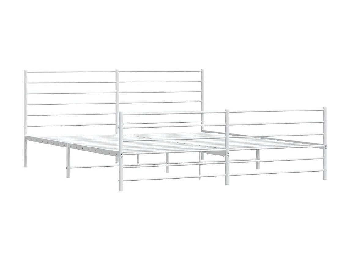 Lit-183x213 cm métal avec tête de lit/pied de lit blanc EGGB65071