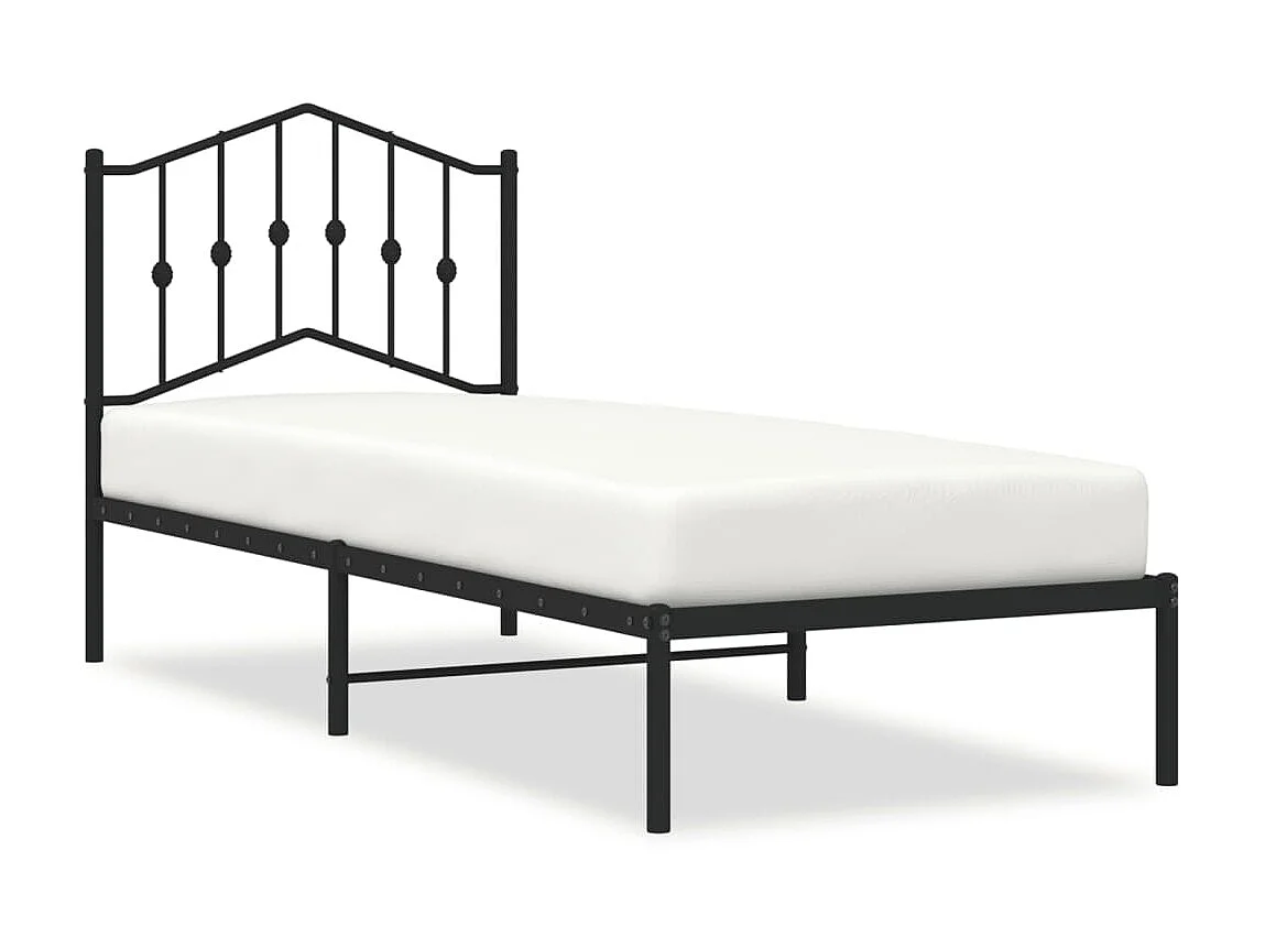 Cama 80x200 cm con cabecero metal negro ES49834