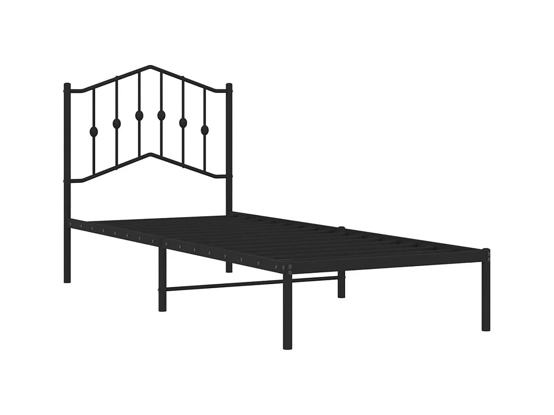 Bedframe met hoofdbord metaal zwart 80x200 cm NL31044