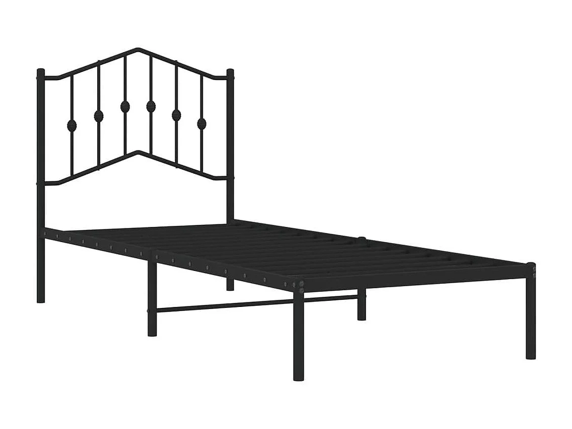 Lit-80x200 cm métal avec tête de lit noir EGGB31375