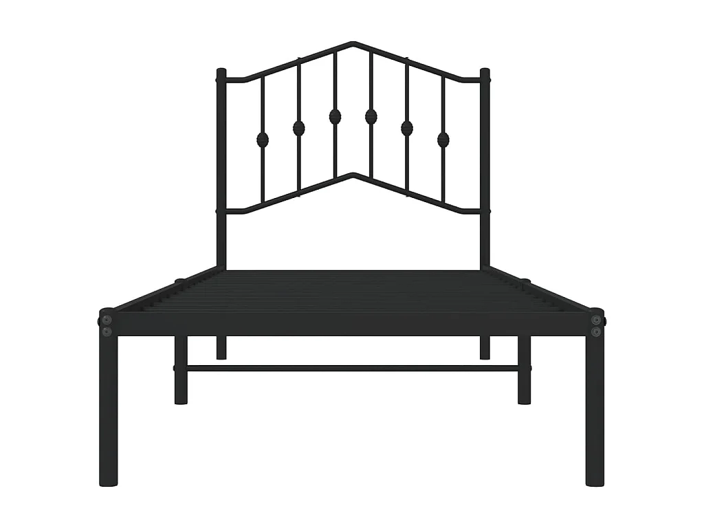 Lit-80x200 cm métal avec tête de lit noir EGGB31375