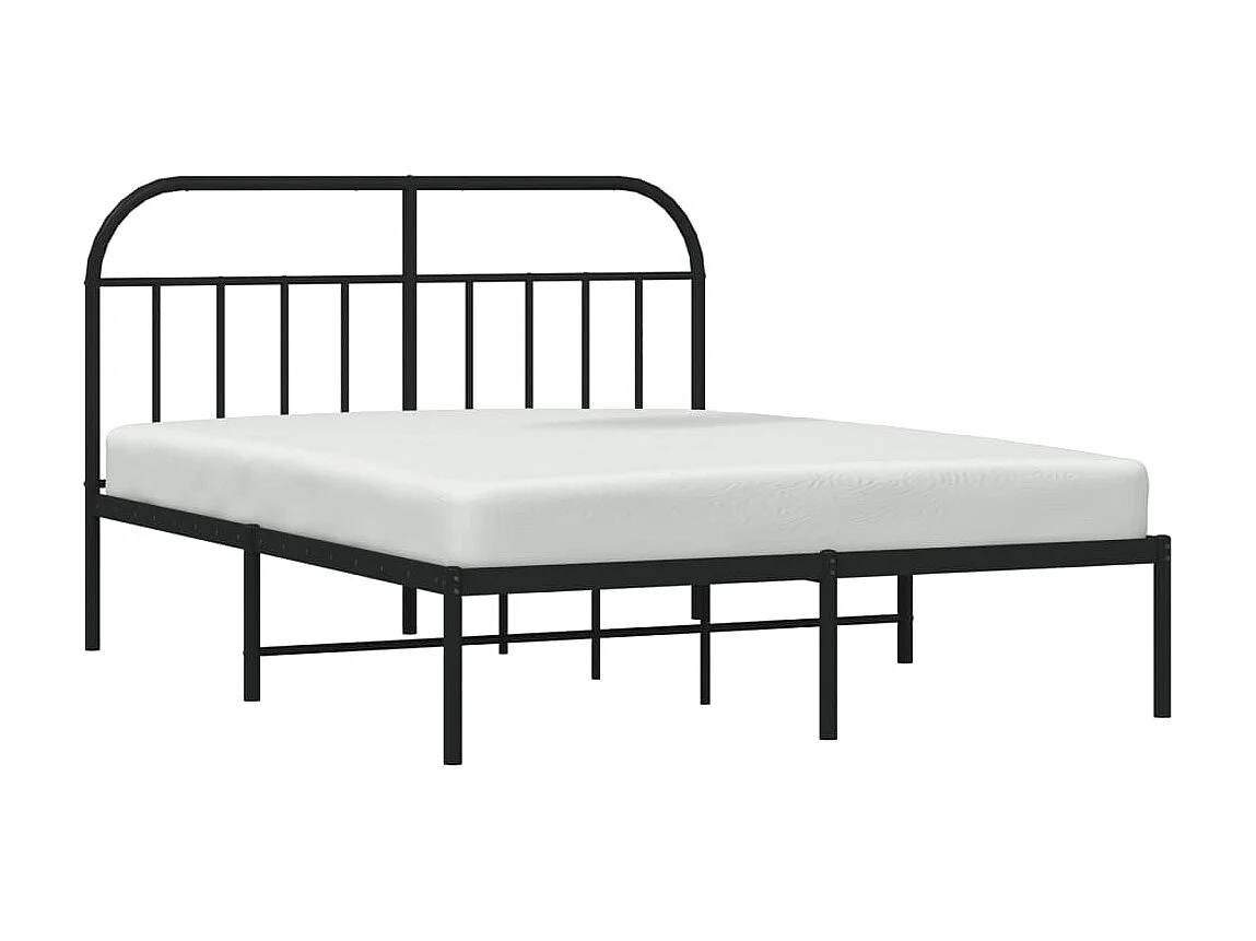 Bedframe met hoofdbord metaal zwart 150x200 cm NL79775