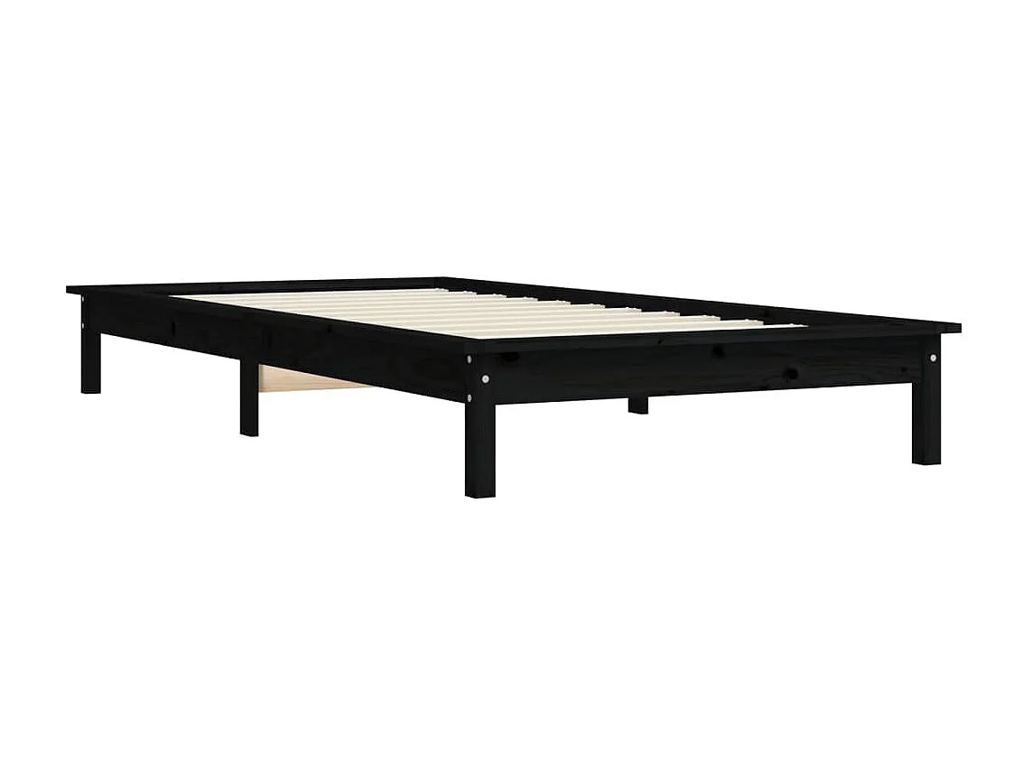 Cama 100x200 cm madera maciza de pino negra ES34776
