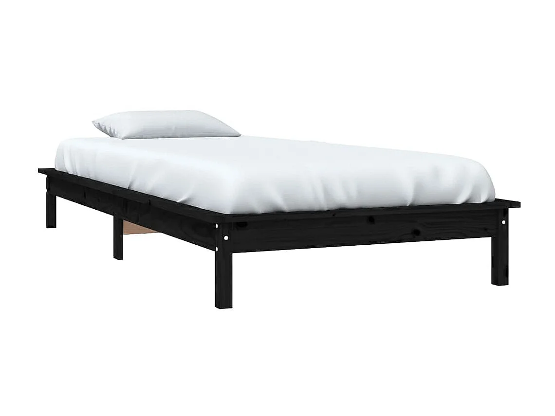 Lit-100x200 cm Noir Bois de pin massif EGGB48419