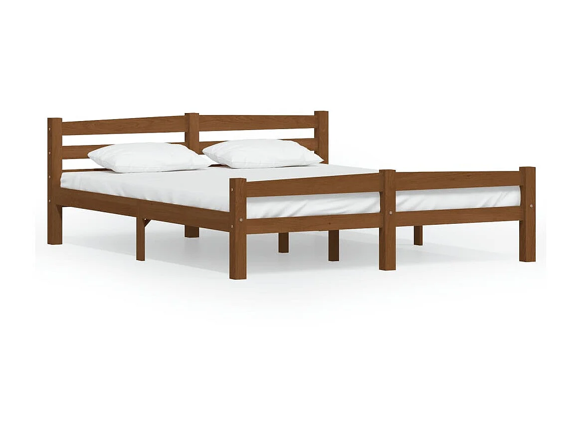 Cama 160x200 cm madera maciza pino marrón miel ES54340