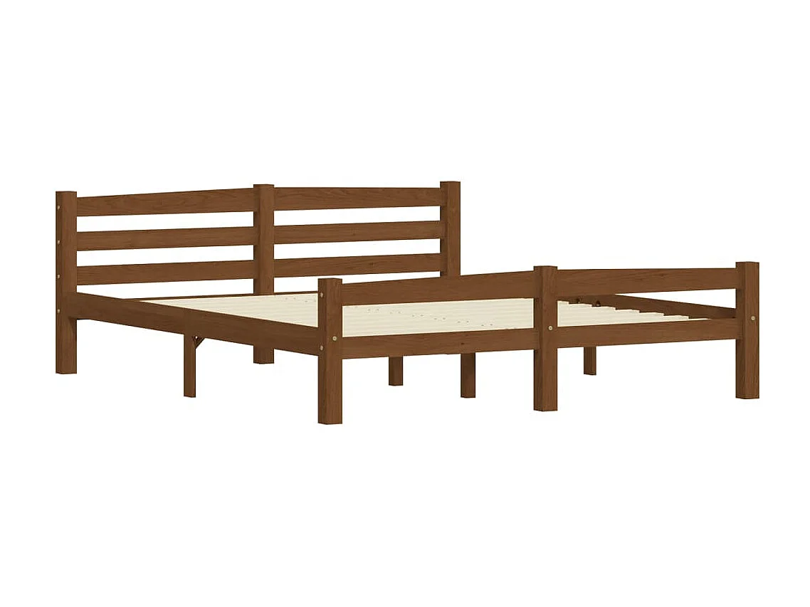 Lit-160x200 cm Marron miel Bois de pin massif EGGB94393