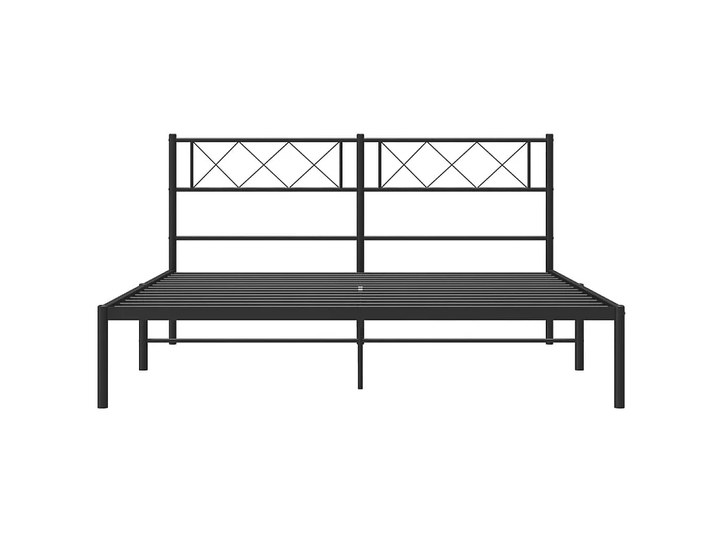 Lit-135x190 cm métal avec tête de lit noir EGGB83300